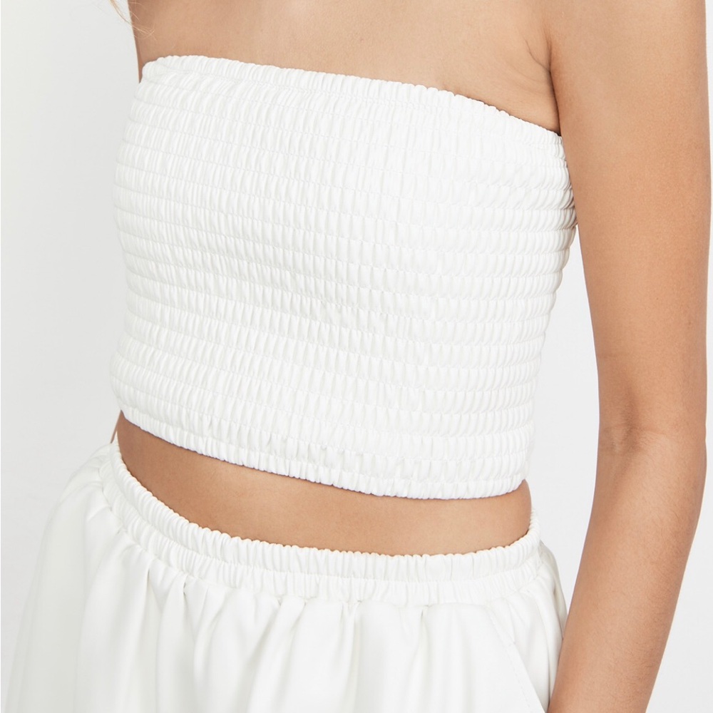 STAUD Faux Leather Davis Top in Ivory 🤍
